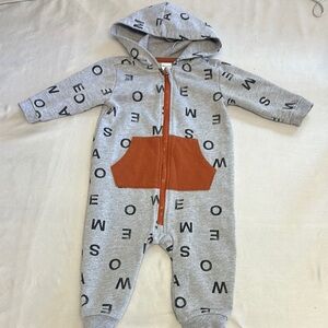 PL Baby - Gray Jumpsuit with Hood and Zipper